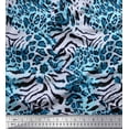 thumbnail image 1 of Soimoi Blue Modal Satin Fabric Leopard & Wild Animal Skin Print Sewing Fabric BTY 42 Inch Wide, 1 of 3