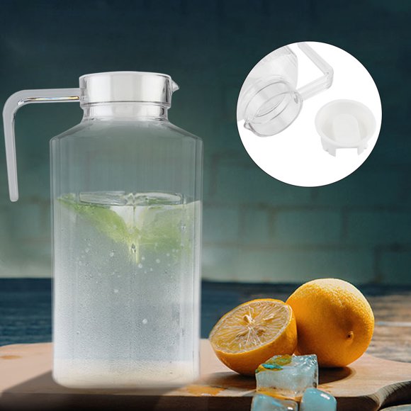 Cergrey Juice Bottle, Cold Water Bottle, Acrylic Transparent Juice Bottle Striped Water Ice Cold Juice Jug with Lid for Bar Home