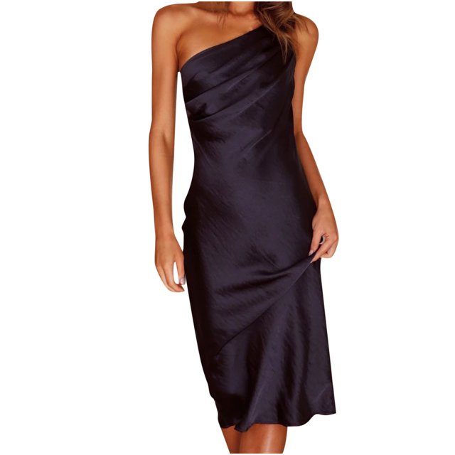 Pompotops Women Sexy Solid Slimming Hem Ruched Bandage Backless Strapless Tank Dress