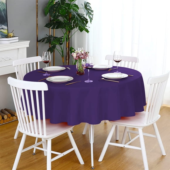 48-Inch Round Polyester Tablecloth for Dining Room, Wrinkle-Resistant Fabric Cover for Home Kitchen Parties