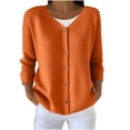 thumbnail image 3 of Feancey Plus Size Cardigans for Women Lightweight Long Sleeve Button Sweaters Thin Casual Open Front Cardigan Sweater Ribbed Knit Jackets Orange S, 3 of 6