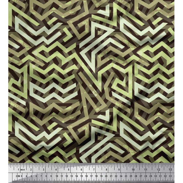 Soimoi Velvet Fabric Zig Zag Abstract Print Fabric by Yard 58 Inch Wide