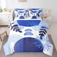 thumbnail image 1 of Boho Mid Century Bed in a Bag Queen Comforter Set 7 Piece Abstract Geometric Bedding Sets,Modern Minimalist Simplistic Geometry Line Art Sheet Set,Circle Ombre Stripes Room Decor,Blue, 1 of 1