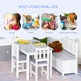 thumbnail image 4 of Qaba 4-Piece Set Kids Wood Table Chair Bench with Storage Function Easy to Clean Gift for Girls Boys Toddlers Age 3 Years up - Gray and White, 4 of 10