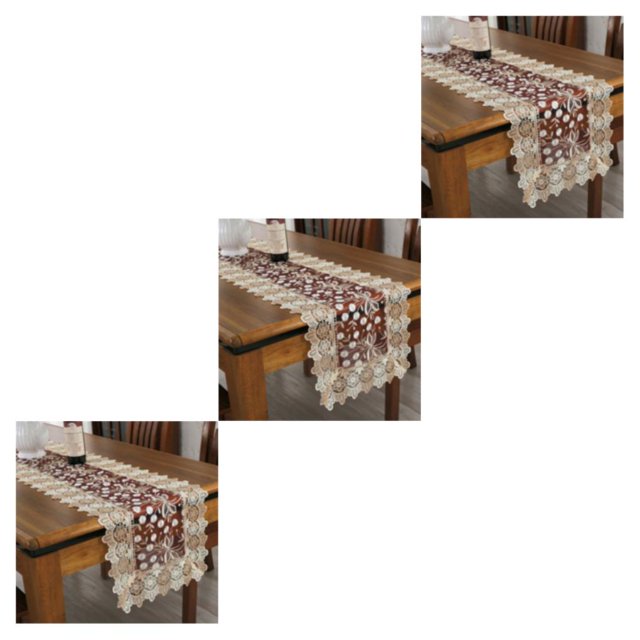 Youkk Chemin de Table de Mariage Vintage Confortable avec Pompons pour Raccord de Salle à Manger Rouge Vin 40*120cm 3Ensemble