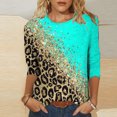 thumbnail image 1 of Qertyioot Hauts de Mode pour Femmes, T-shirt Imprimé Ample Manches 3/5 Col Rond Décontracté, 1 of 4