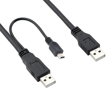 axGear USB 2.0 Male to Mini 5 Pin Y Cable Data and Power Cable for Hard Disk Drive