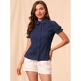 thumbnail image 3 of INSPIRE CHIC Chemise à Manches Courtes pour Femme en Coton à Imprimé Floral avec Col Peter Pan, 3 of 6