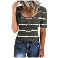 thumbnail image 3 of Birdeem T-Shirt à Col Rond Boutonné pour Femmes Haut à Manches Courtes Ample, 3 of 8