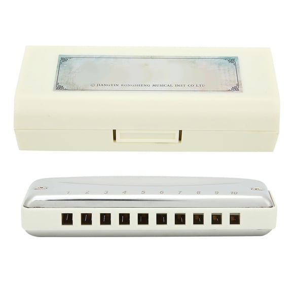 Instrument de Musique, Harmonica Portable en Acier Inoxydable Résistant à la Corrosion à 10 Trous, Mignon et Étanche pour Débutants Professionnels Blanc,Bleu,Orange,Rouge,Noir