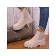 thumbnail image 4 of Woobling Womens Anti-Slip Winter Shoes Work Anti-Slip Round Toe Chelsea Boot Fashion Combat Booties Beige 7, 4 of 9