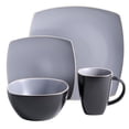 thumbnail image 1 of Gibson Home Soho Lounge 16 Piece Square Stoneware Dinnerware Set, Black & Grey, 1 of 7