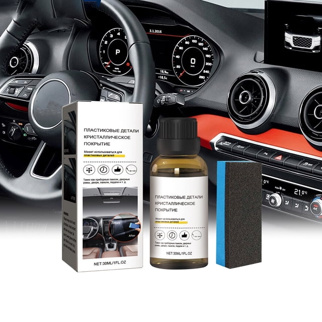 Car Plastic Parts Crystal Coating Restorer - 30ml Trim Protectant Spray, UV-Resistant Shine Enhancer, Scratch Concealer for Dash/Consoles