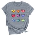 thumbnail image 1 of Meichang T-Shirts de la Saint-Valentin pour Femmes Imprimé Cœur Manches Courtes Col Rond Hauts Coupe Ample Pull T-Shirts Mignons Blouses, 1 of 2