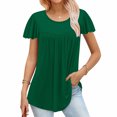 thumbnail image 2 of FAIWAD Tunique d'Été pour Femme à Manches Courtes, Col Rond, T-Shirt Décontracté Plissé, Ample et Fluide, 2 of 5