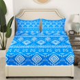 thumbnail image 3 of Erosebridal Hippie Aztec Sheet Set Queen, Bohemian Southwestern Bedding Sets Queen Size, Blue 4pcs, 3 of 7