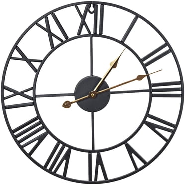 Grande Horloge Murale Décorative en Métal de 16 Pouces pour Salon - Décor Mural de Style Ferme Moderne