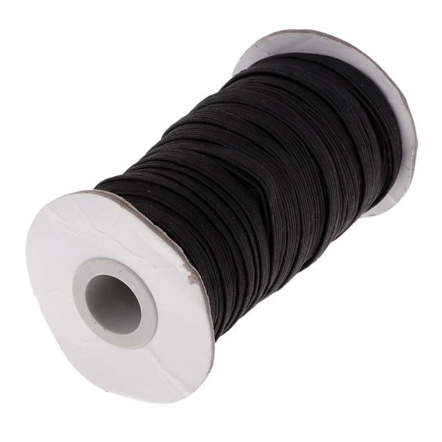 veasfak 1Roll 21 Meters 6mm Wide Black Flat Elastic Cord Rope String Waist Band for Cuff