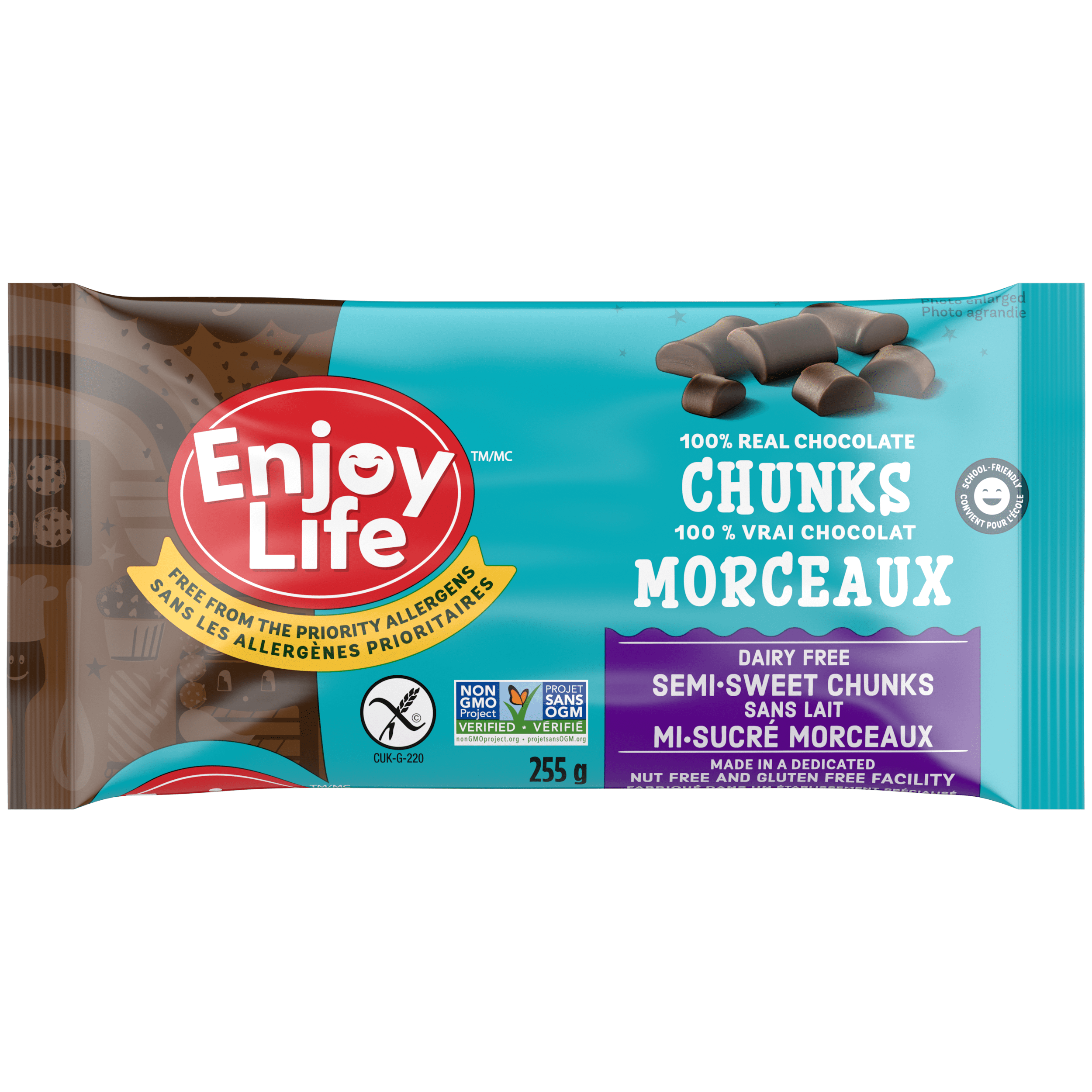 Enjoy Life Semi-Sweet Mega Chocolate Chunks, Gluten Free, Peanut Free, Tree Nut Free, Milk Free, Soy Free, Non-GMO,  283g