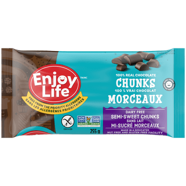Enjoy Life Semi-Sweet Mega Chocolate Chunks, Gluten Free, Peanut Free, Tree Nut Free, Milk Free, Soy Free, Non-GMO, 283g