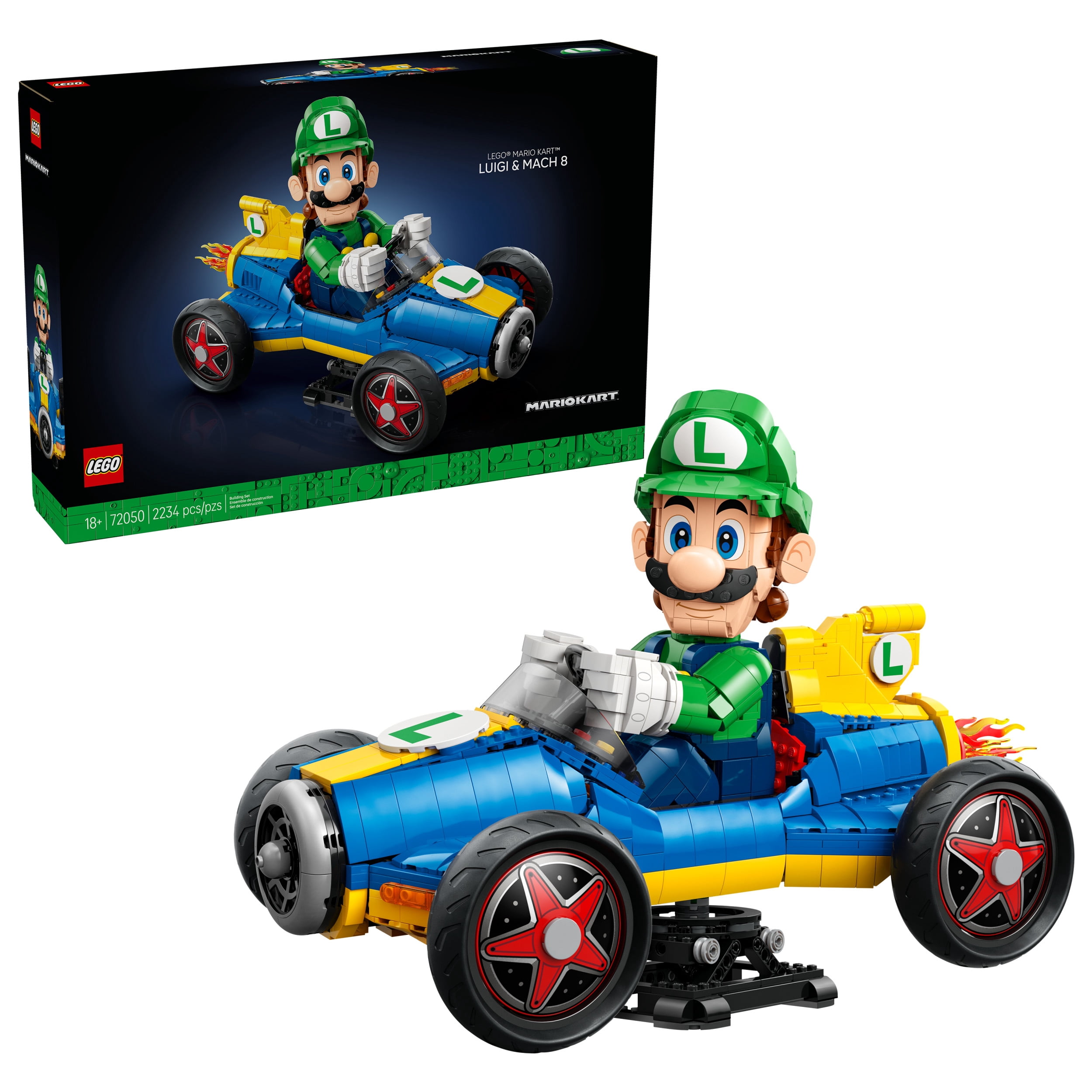 LEGO Mario Kart - Luigi & Mach 8 - Building Set for Adults, Ages 18+ - Nintendo Collectible for Fans - Gift for Men & Women - Bedroom or Bookshelf Decor - 72050