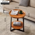 thumbnail image 2 of BeesClover Round End SideTable, 19.7in Wooden Bedside Table Nightstand with Large Tabletop & Black Metal Frame, 2-Tier Storage for Living Room, 2 of 6