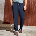 thumbnail image 2 of Ediodpoh Men's Casual Cotton and Linen Drawstring Pants Men Pants Navy S, 2 of 8