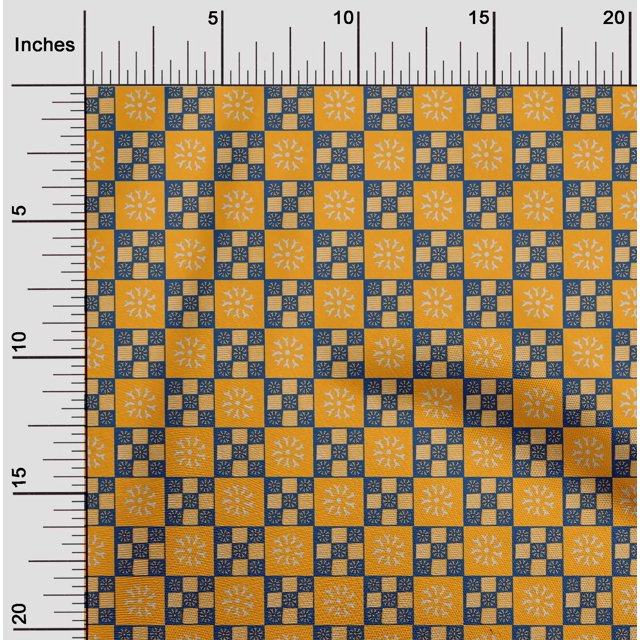 oneOone Cotton Poplin Fabric Geometric & Floral Block Print Fabric By Yard 56 Inch Wide