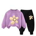 thumbnail image 2 of Pisexur Ensemble de Vêtements d'Automne et d'Hiver pour Bébés Filles Garçons 2 Pcs Mode Décontractée Imprimé Floral Manches Longues Col Rond Chandails en Molleton et Pantalons Ensemble de Survêtement pour Filles Garçons 3-8 Ans, 2 of 4