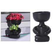 Langgg Ceramic Flower Pot Human Flower Vase Plant Pot Planter Black 10x6x8cm