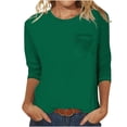 thumbnail image 1 of Womens Casual Solid Color Round Neck 3/4 Sleeve And 3/4 Sleeve Pocket Top, 1 of 4