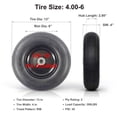 thumbnail image 2 of Hi-Run Ribbed 13 Inch Pneumatic 4.00-6 Wheelbarrow Tire 2PR Assembly with 5/8" Bushing Pre-Mounted, 2 of 5