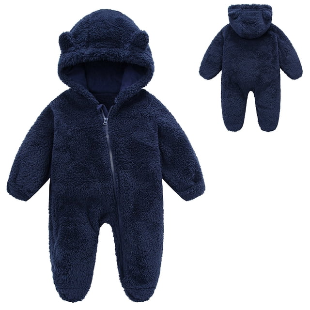 Adorable Barboteuse à Capuche à Manches Longues avec Fermeture Éclair pour une Tenue Douillette de Bébé