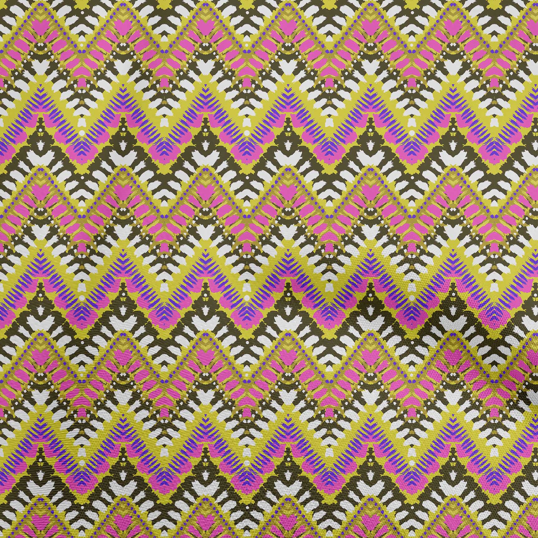 oneOone Rayon Lime Green Fabric Ikat Sewing Material Print Fabric By The Yard 56 Inch Wide