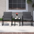 thumbnail image 4 of Gymax 3PCS Outdoor Rocking Bistro Set w/Tempered Glass Table Soft Cushions for Garden, 4 of 10