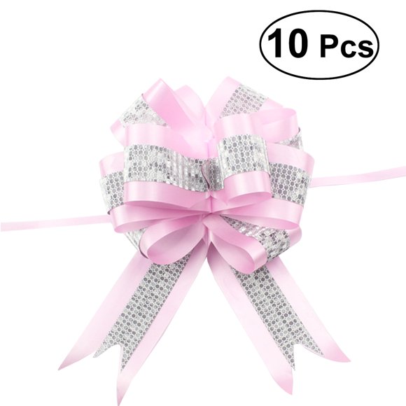 CIMAXIC Wedding 10pcs Bow Ribbon Gift Present Wrapping Tie Ribbon Bow for Wedding Birthday (Pink),42.52"X1.97"X0.04"