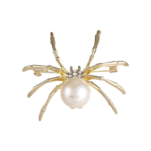 Accessoires d'Halloween pour Femmes Broche Personnalisée Araignée Dorée Strass Métal Buste Rétro Accessoires en Gros Halloween