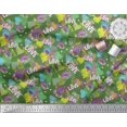 thumbnail image 2 of Soimoi Green Satin Silk Fabric Text,Lips & Heart Print Fabric by Yard 42 Inch Wide, 2 of 3