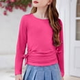 thumbnail image 4 of Plebaso Chemises à Manches Longues pour Filles avec Cordon de Serrage Col Rond Blouses Décontractées Tuniques de Mode pour Enfants Filles, 4 of 7