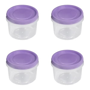 Freezer Containers with Lids, Plastic Twist Top Sauce Jars, Meal Prep Containers, Reusable Freezer Storage Containers for Food Round Wide Mouth Lunch Snacks, 4 Pcs, 3.46x2.99"(Purple*4)