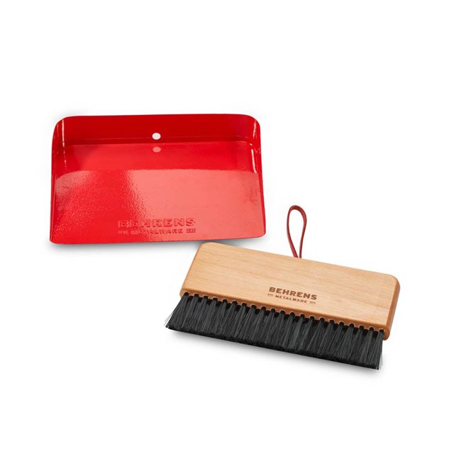 Behrens Portable Galvanized Steel Dustpan and Brush Broom Set, Red