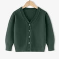 thumbnail image 2 of Tranfacy Long Sleeve Shirts for Girls, Fall Tops, Children Long Sleeve Fleece Knitted Cardigan Solid Color V-Neck Sweater Button Shirts, 2 of 6