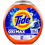 Tide Oxi Max Power PODS Laundry Detergent Pods, Stain Remover Plus Oxi Power, Detergent soap pacs for laundry washing, HE compatible, 25 Count