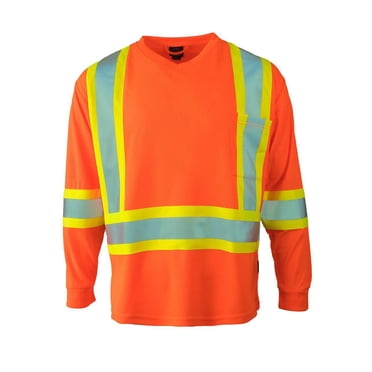 Forcefield Hi Vis V-Neck Long Sleeve Safety Tee