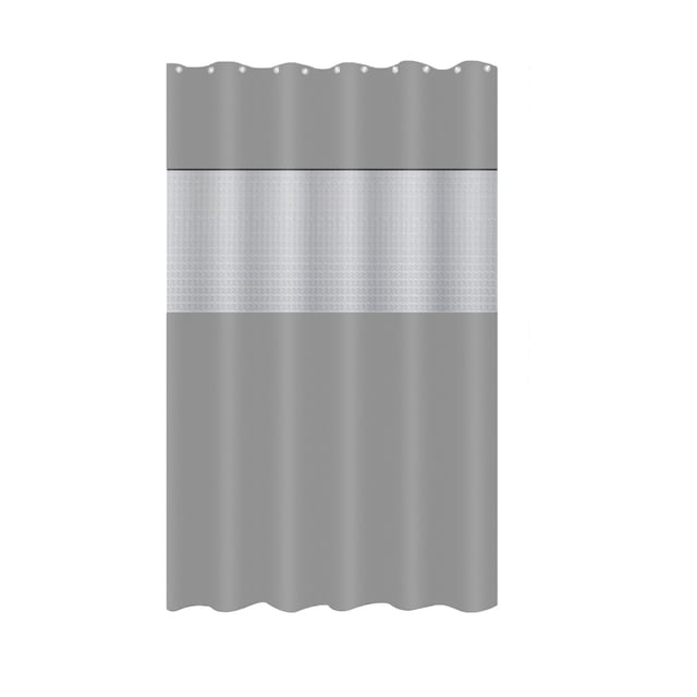 Shower Curtain Set for Bathroom 71 in x 71 in PEVA with Translucent Top Window Hotel Style