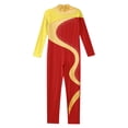 thumbnail image 4 of Jelory Justaucorps Intégral de Gymnastique pour Filles Enfants, une Pièce à Manches Longues avec Strass, Justaucorps Combinaison de Danse Ballet Jaune&Rouge 16, 4 of 6