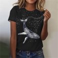 thumbnail image 2 of Pisexur Hauts pour Femmes, Chemisiers pour Femmes, Chemisiers pour Femmes Chic Décontracté Chandail Décontracté à la Mode pour Femmes Imprimé à Manches Courtes Col Rond Haut Noir, 3TG, 2 of 4
