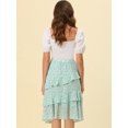 thumbnail image 4 of INSPIRE CHIC Women's Elastic Waist Midi Layered Chiffon Skirt Green M, 4 of 5