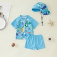 thumbnail image 2 of Curenmufel Boys Swim Trunk Sets Swim Suits Rash Guard Bathing Suit Set 2 Pcs Holiday 3T 4T (Sky Blue,3-4 Years), 2 of 9