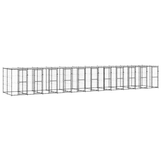 vidaXL Chenil Extérieur pour Chien en Acier avec Toit 26,62 M2